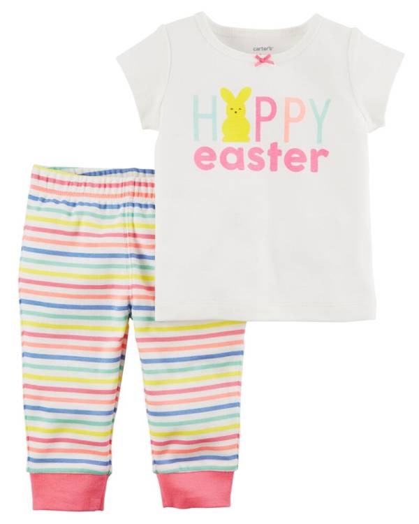 Carter's Baby 2-Piece Easter Bunny French Terry Tee & Pant Set - Cream