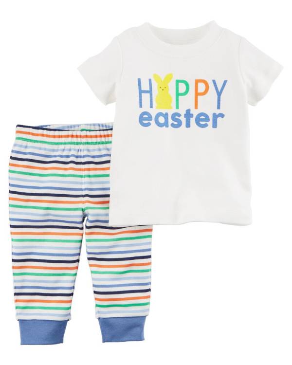 Ново, неотпакувано, големина 3M, Carter’s 2-Piece Easter Tee & Pant Set